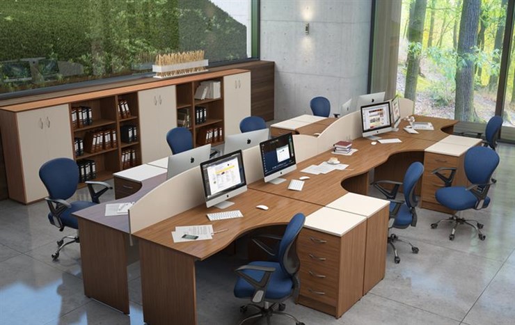 Офисный комплект мебели IMAGO три стола, 2 шкафа, стеллаж, тумба в Мурманске - изображение 4